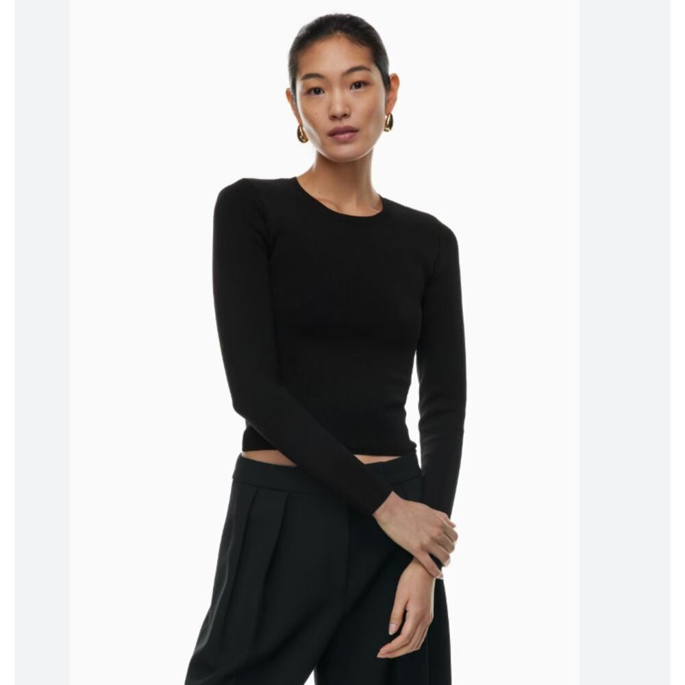 Babaton Waldorf Sculpt Knit Black Long-Sleeve Crewneck Top Shirt NWT Size Small - Picture 16 of 16